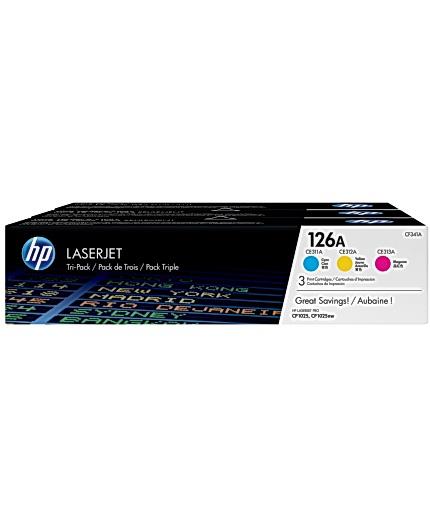 114975 HP CF341A Toner HP CF341AM 126A C/M/Y (3) pakke med alle 3 farger